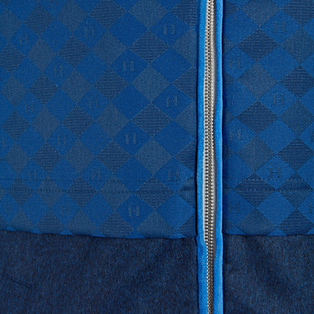 Louis Vuitton Cotton Velour Monogram Logo Blue Velvet Teal Blouson Jacket  SZ L